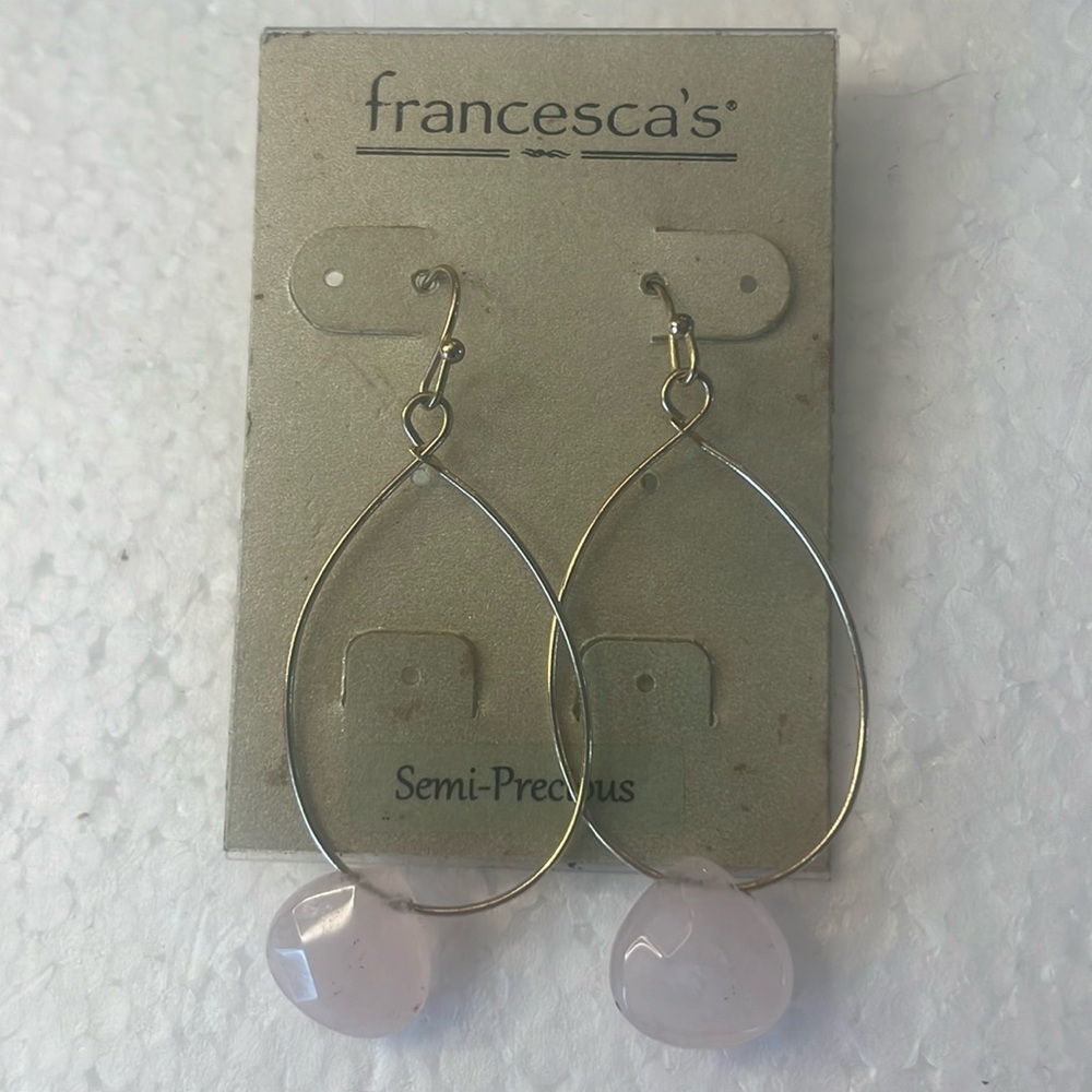 Francesca’s wire loop rose gold semi precious dangle earrings
